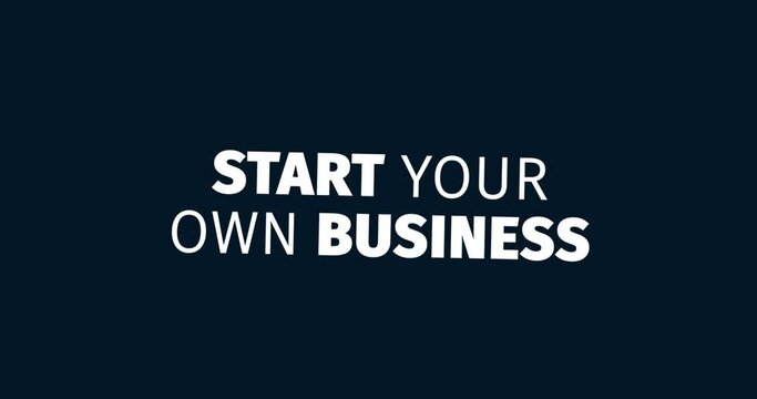 Dropshipping Store. Start your own Business. Animated words. Kinetic text animation. Intro