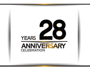 28 years anniversary black color simple design isolated on white background can be use for celebration, party, birthday and special moment