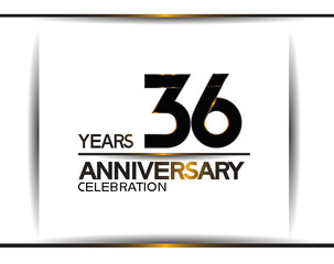 Obraz premium 36 years anniversary black color simple design isolated on white background can be use for celebration, party, birthday and special moment
