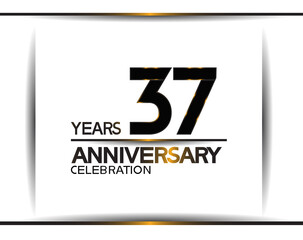 37 years anniversary black color simple design isolated on white background can be use for celebration, party, birthday and special moment