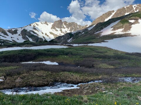 A hiker's view of Herman Gulch in the Colorado Rockies.