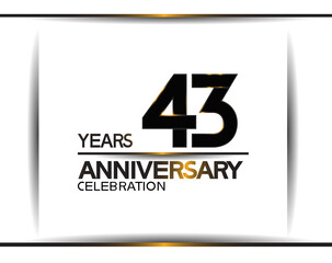 43 years anniversary black color simple design isolated on white background can be use for celebration, party, birthday and special moment