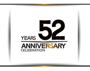 52 years anniversary black color simple design isolated on white background can be use for celebration, party, birthday and special moment