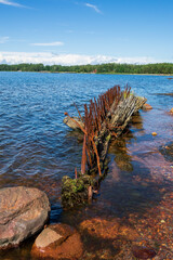 Sunny beach at Hanko city in southmost part of Finland