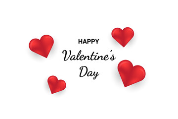 Happy Valentine's Day Lettering Text Background With Red Heart Frame. Vector