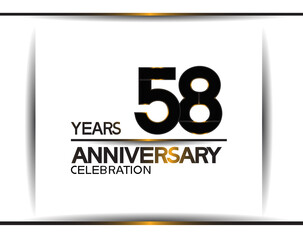 58 years anniversary black color simple design isolated on white background can be use for celebration, party, birthday and special moment
