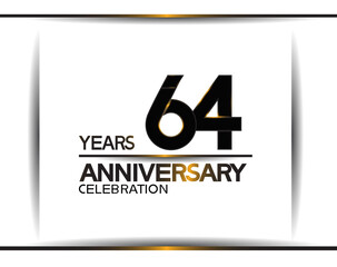 64 years anniversary black color simple design isolated on white background can be use for celebration, party, birthday and special moment