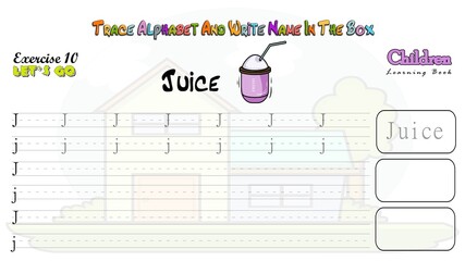 Alphabet work sheet For kids trace alphabets and write name apple in the box exercise 10