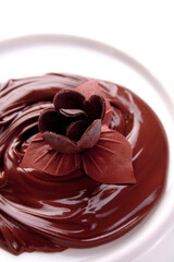 chocolate mousse with decoration in the terrace