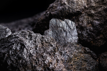 hematite on a rocky base. Brazilian magnetic metal, largest producer of hematite, export of...