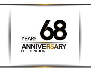 68 years anniversary black color simple design isolated on white background can be use for celebration, party, birthday and special moment