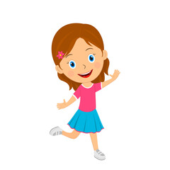cute cartoon girl expresses happy, joy
