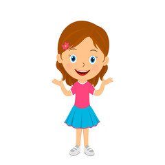 cute cartoon girl expresses sorry,confuse