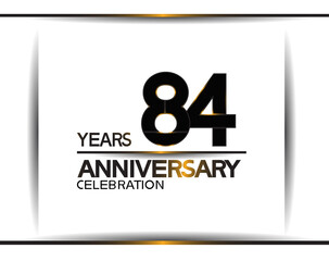 84 years anniversary black color simple design isolated on white background can be use for celebration, party, birthday and special moment