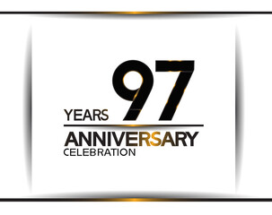 97 years anniversary black color simple design isolated on white background can be use for celebration, party, birthday and special moment