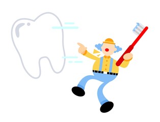 clown carnival and dental care cartoon doodle flat design style vector illustration