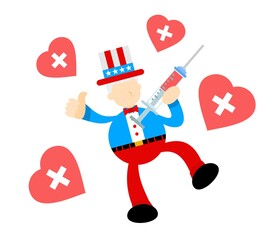 uncle sam america and drug health medic industry cartoon doodle flat design style vector illustration
