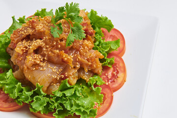 Jellyfish in sesame oil served on a popular dish in Thailand