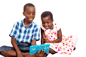 cute kids using a digital tablet.