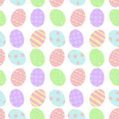 Vector seamless pattern with multicolored easter eggs in different ornament for textile, decor, wrapping paper