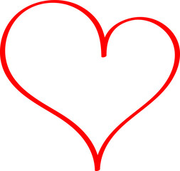 Red heart - contour drawing for emblem or logo. Template for a greeting card for Valentine's day, romantic sign of lovers.