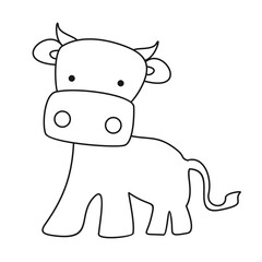 Cartoon cow, vector icon isolated on white background.