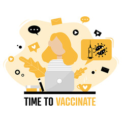 Time to vaccinate banner. Call for vaccine use. Covid vaccine.