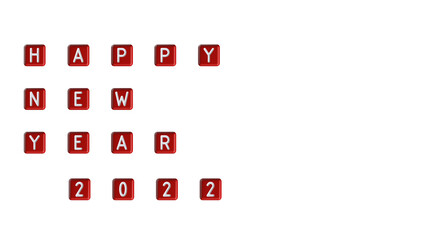 Happy New Year of 2022 - 3d render, white backround