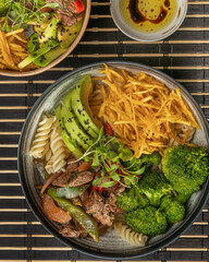 Natural food in bowls