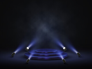 Podium with lighting. Stage, Podium, Scene for Award Ceremony with spotlights. Vector illustration