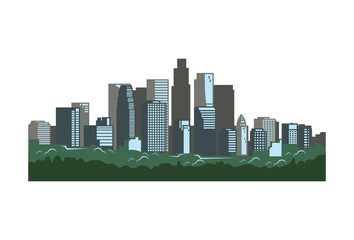 landscape city illustration in white background