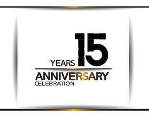 15 years anniversary black color simple design isolated on white background can be use for celebration, party, birthday and special moment