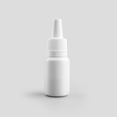 Mockup of white plastic jar with dropper for drops for nose, eyes, ears, vial isolated on background.