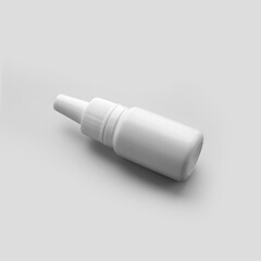 Template of plastic packaging for liquid, bottle with dropper isolated on background.