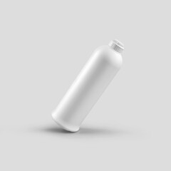 Plastic packaging template with flip top cap, white bottle for soap, gel, shampoo, cosmetics, for design presentation, logo.