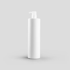 Mockup of a white matte bottle with a dispenser for moisturizing cream,soap,shampoo, for design presentation.