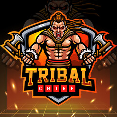 Naklejka na ściany i meble Tribal chief mascot. esport logo design 