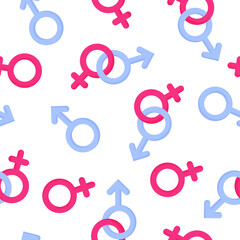 Seamless pattern of gender symbols of man and woman for the wedding or Valentine's Day.