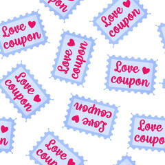 Seamless pattern of love coupons for the wedding or Valentine's Day.