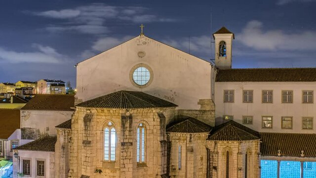 Cathedral in Odivelas, Portugal. Nice night view. District of Lisbon.
