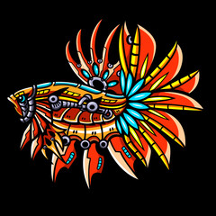 Betta fish mecha robot mascot. esport logo design