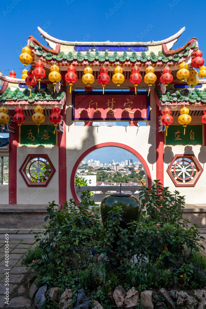 Poster Porte du temple Kek Lok Si à George Town, Malaisie