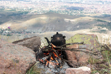 Making tea on the mountain top