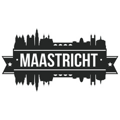 Obraz premium Maastricht Netherlands Europe Skyline Silhouette Design City Vector Art Famous Buildings Stamp Stencil.