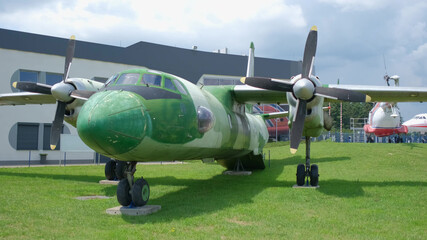 Exhibition of old military aircraft. Open-air museum