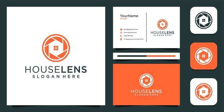 Lens and house logo with business card inspiration