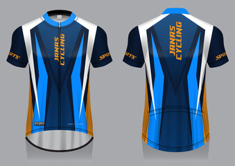 Jersey cycling template design uniform front and back view