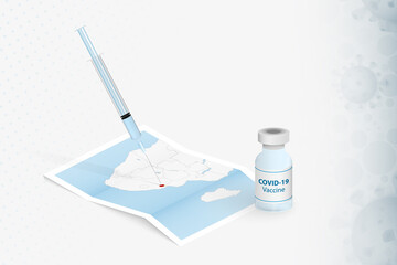 Swaziland Vaccination, Injection with COVID-19 vaccine in Map of Swaziland.