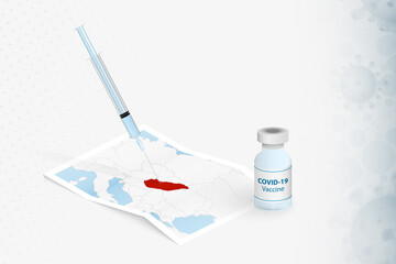 Hungary Vaccination, Injection with COVID-19 vaccine in Map of Hungary.