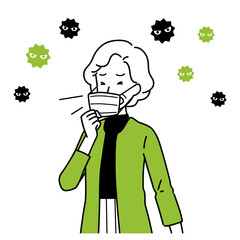 Senior illustration worried about infectious diseases, upper body.